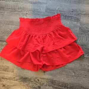 Jodifl Red Flounce Ruffle Shorts